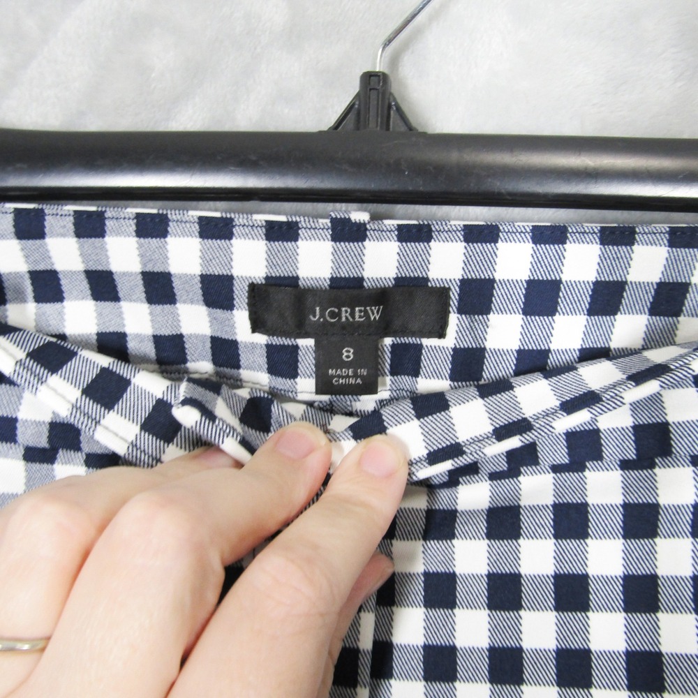 J.Crew Womens Navy Blue White Gingham Check Tapered Ankle Pants Size 8 Workwear - Picture 4 of 11